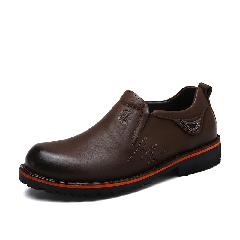 slip on brown Walker/мужская повседневная обувь ручной работы из натуральной кожи; модная дизайнерская обувь для отдыха на плоской подошве; Роскошная брендовая мужская обувь коричневого цвета - Цвет: slip on brown