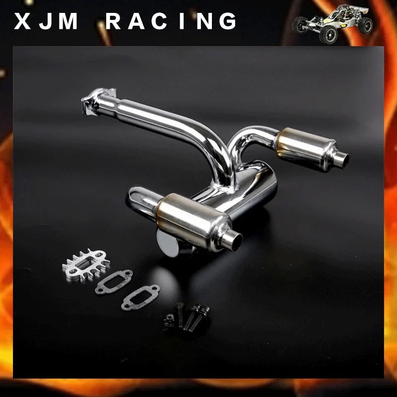 Двухрядный глушитель выхлопной трубы для 1/5 hpi baja rv km частей | Игрушки и хобби