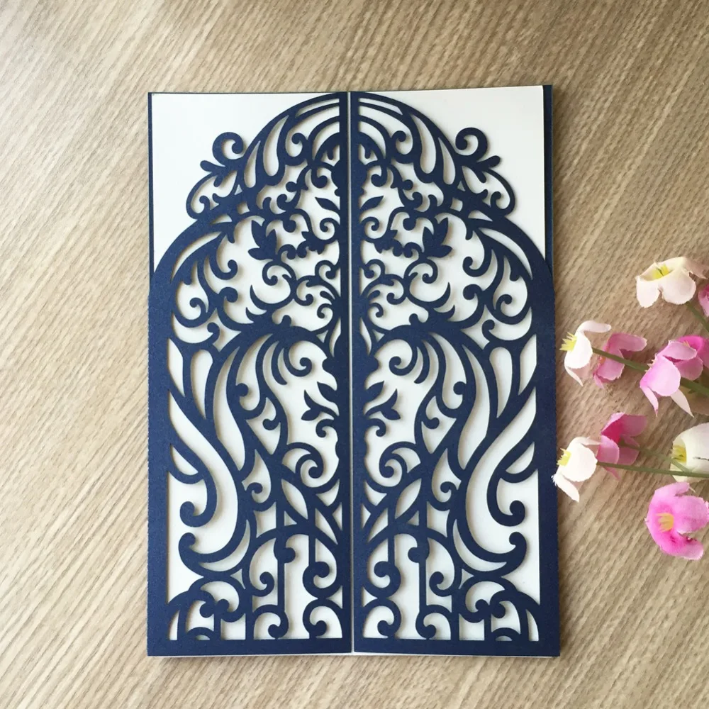 100pcs Pearl Shimmer paper Ctaft New Arrived two folded Love Door card Wedding Invitation Card Greeting invitation Blessing | Дом и сад