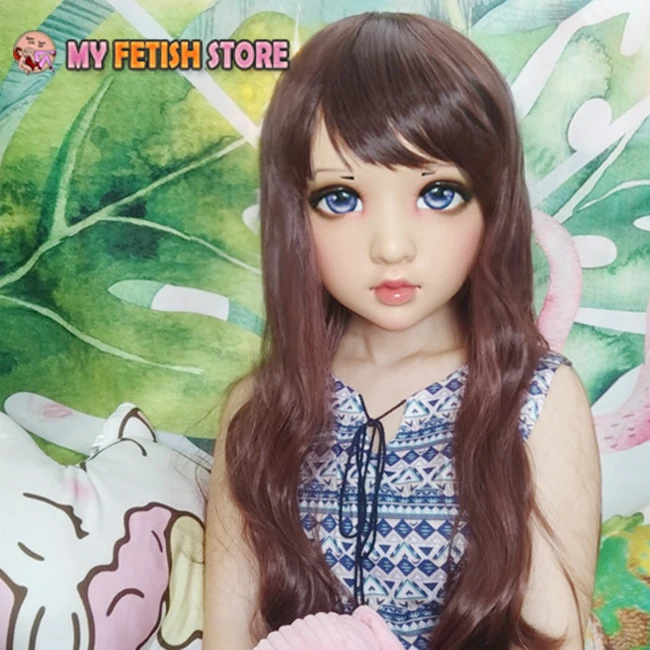 (Wo) Женская милая девочка резиновая полуголовая маска кигуруми с BJD глазами