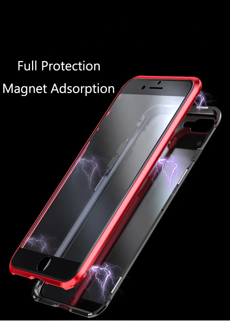 Чехол из прозрачного стекла с магнитной адсорбцией для iPhone XS Max XR XS X 7 8 6 6S Plus, с полным покрытием, сенсорный экран