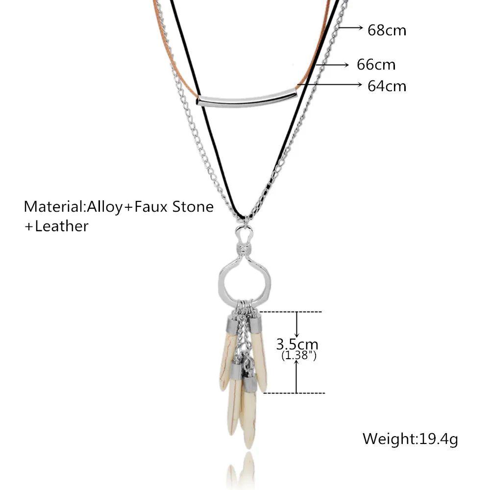 Богемное ожерелье с подвеской и кисточкой длинное многослойное для женщин