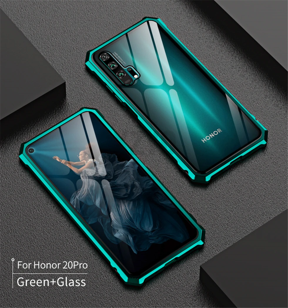 Роскошный противоударный защитный чехол для huawei Honor 20 Lite Pro 20i Honor20, металлический бампер и Задняя стеклянная крышка для телефона Honor 20 Lite, чехол