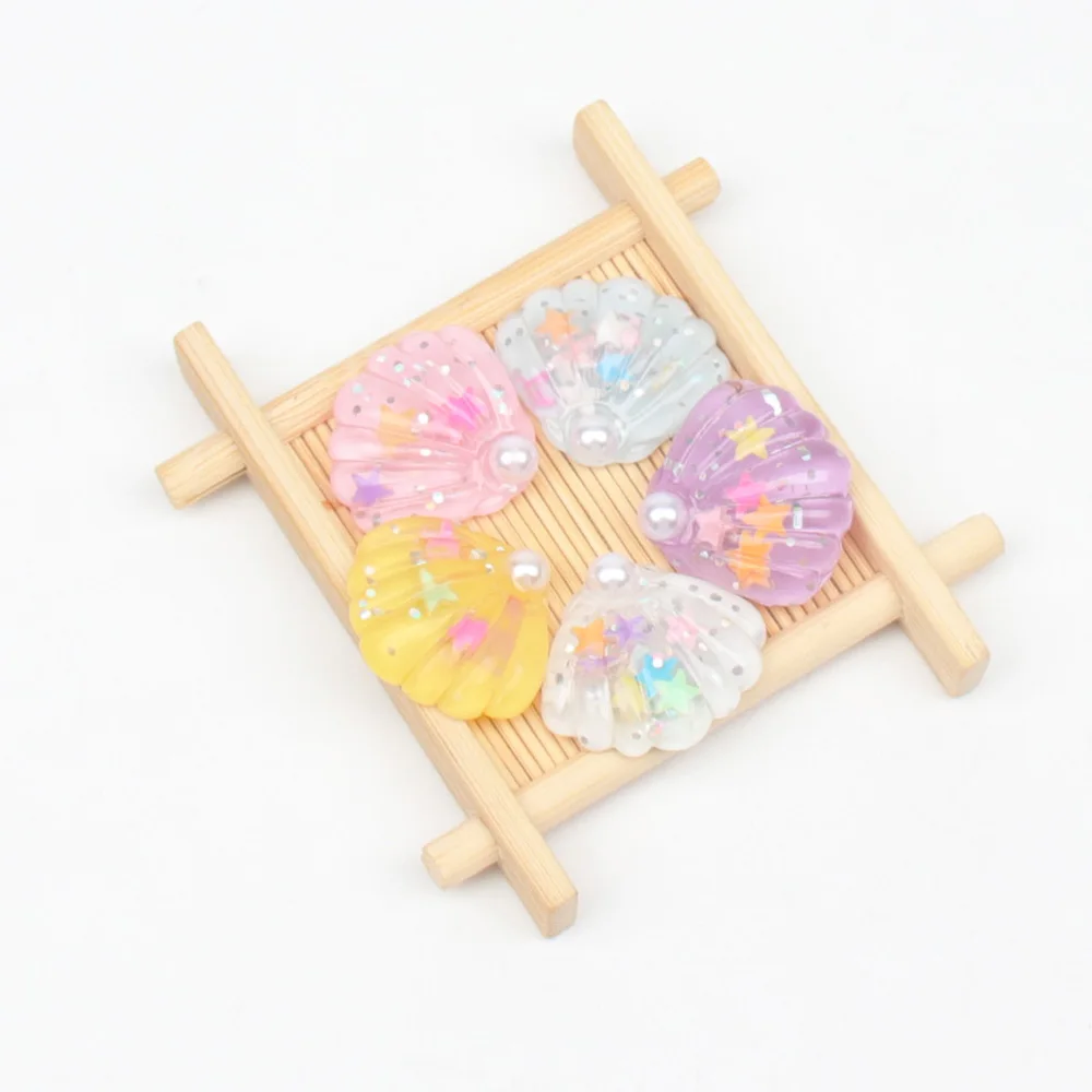 2pcs of each color IBOWS 10 шт. каваи Смола жемчужная оболочка плоская задняя часть Кабошон Скрапбукинг подходит для телефона для волос банты украшения Diy аксессуары - Цвет: 2pcs of each color