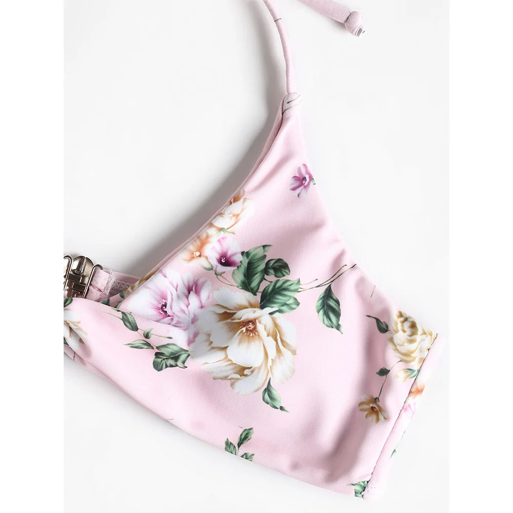 ZAFUL цветочный твист спереди Бикини Push Up сексуальный купальник с трусиками