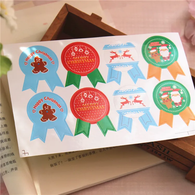 8 шт./лист с рождеством Снеговик Клаус уплотнение лося наклейка этикетки печать