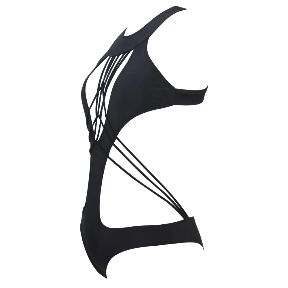 Одна часть бюстгальтера пикантные монокини biquini пляжная одежда Черный