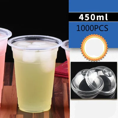 1000 шт. одноразовый для кофе для молока и чая пластиковые чашки холодные напитки фруктовый сок вынос упаковка чашка с крышкой 95 Калибр специально - Цвет: A9