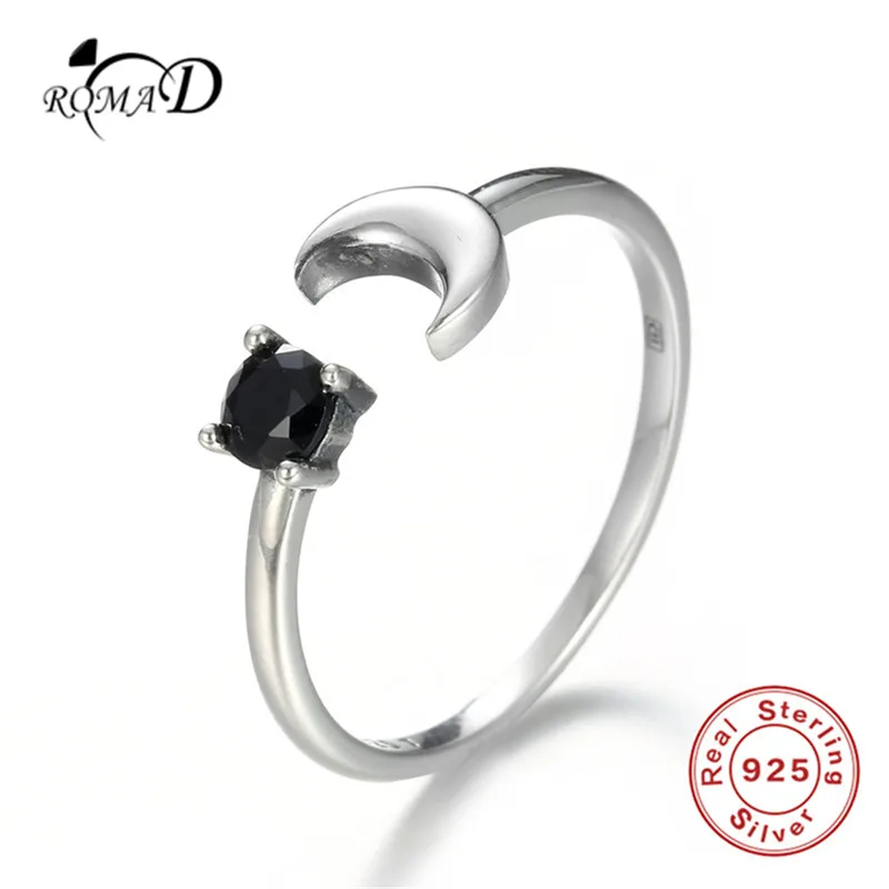 Romad 925 Sterling Rings for Women Silver Engagement Open Ring Trendy Romantic Zircon Fine Jewelry Minimalist Girl Gifts | Украшения и
