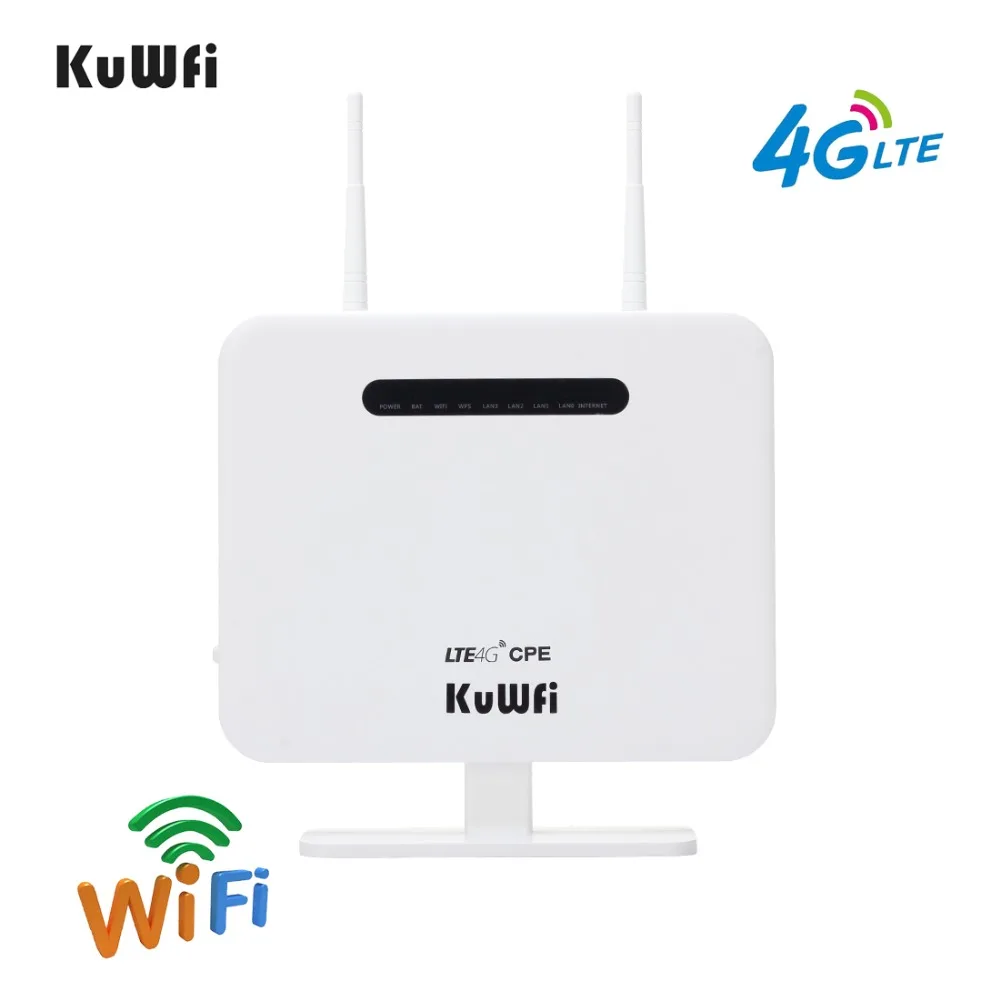 KuWFi разблокирован 300 Мбит/с 4G CPE маршрутизатор беспроводной AP с 5Dbi антеннами для