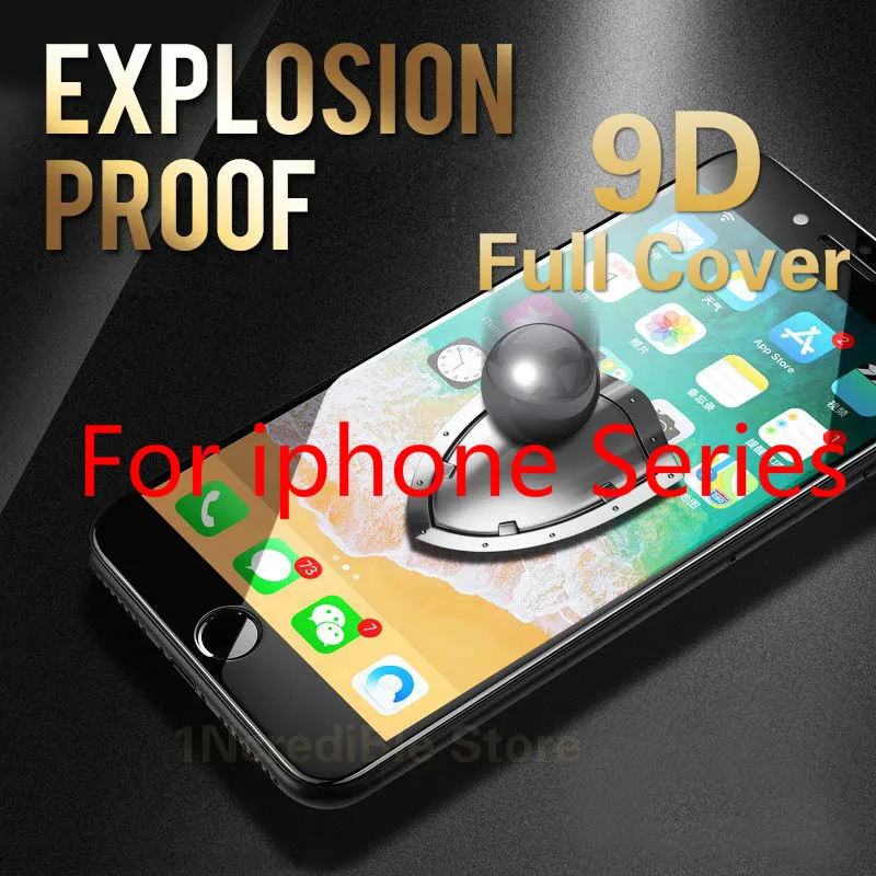 Закаленное стекло 9D для iPhone X 7 8 6s Plus защита экрана полное покрытие Защитное XR XS Max