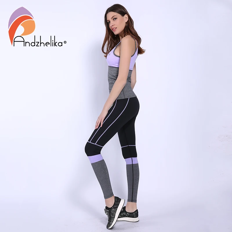 Andzhelika женская новая спортивная одежда Йога беговые комплекты для йоги фитнеса