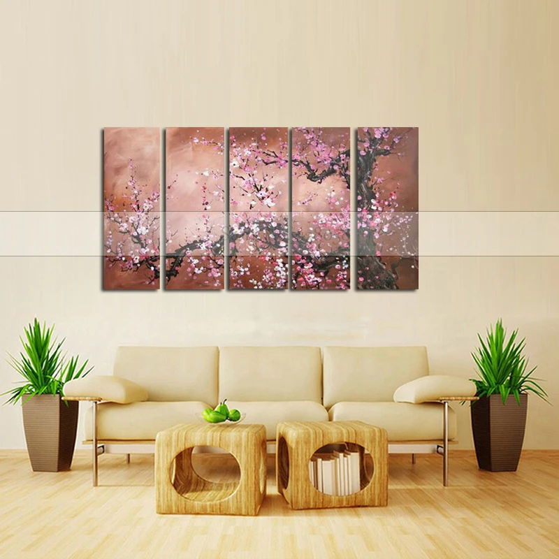 Ручная работа 5 шт. белый красный современный пейзаж картина маслом на холсте