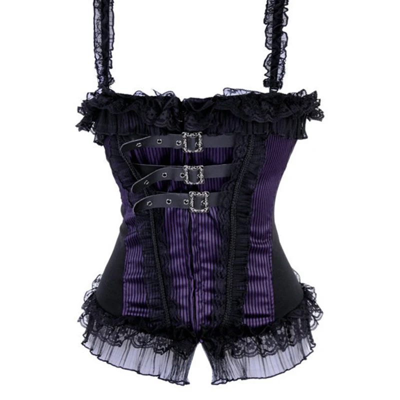 Готический корсет Бурлеск Корсеты женские красные синие фиолетовые черные