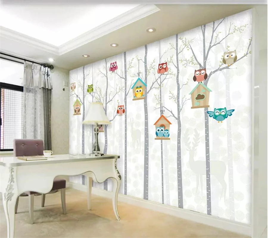 3d обои на заказ с рисунком совы для гостиной спальни | Обустройство дома