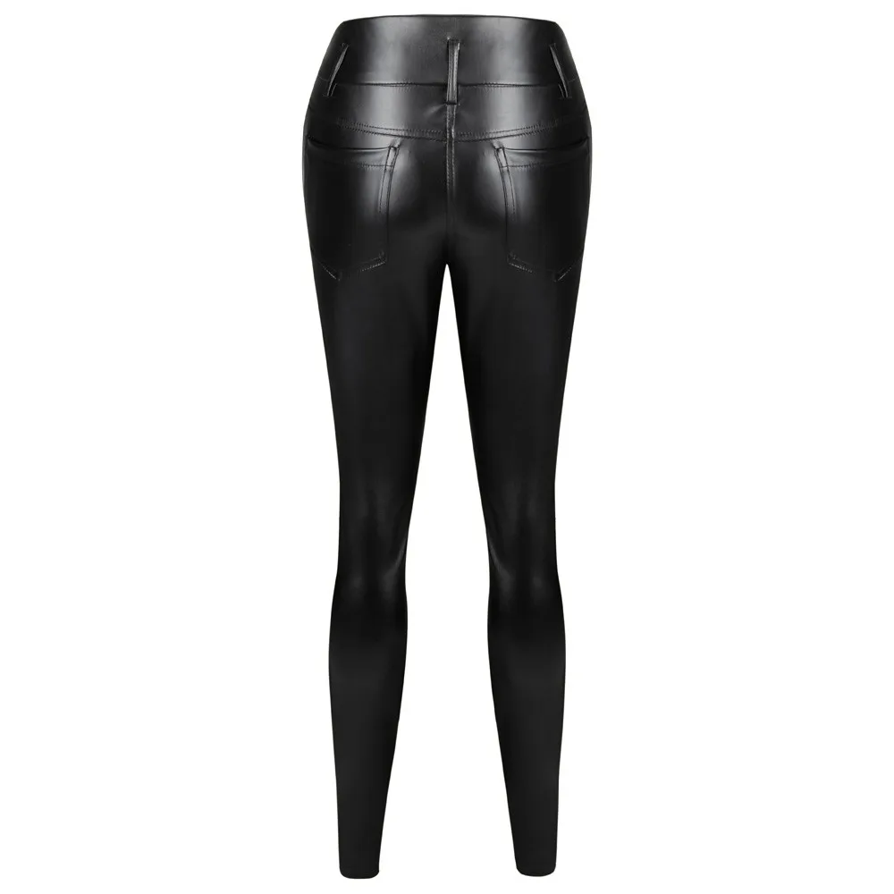 Горячая Распродажа женские эластичные сексуальные штаны из искусственной кожи