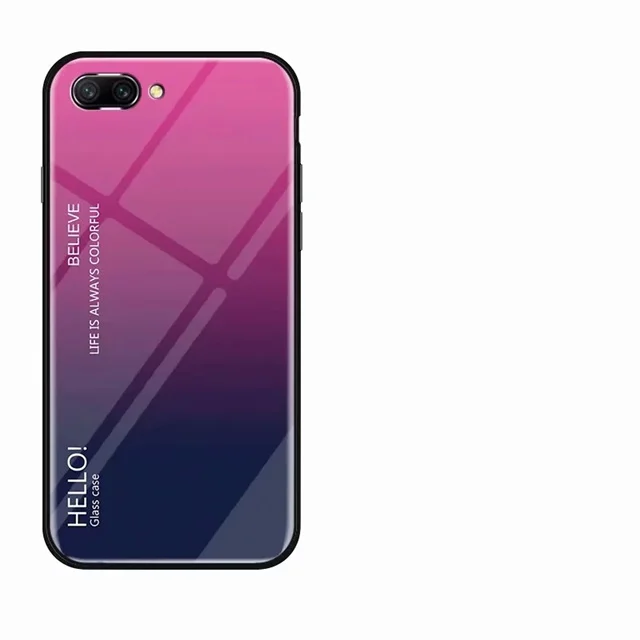 Rose Градиентный стеклянный чехол для huawei Honor 10 Note 10 8X 8C 8A силиконовый защитный бампер для Honor 10 Lite mate 9 10 20 Pro Чехол - Цвет: Rose