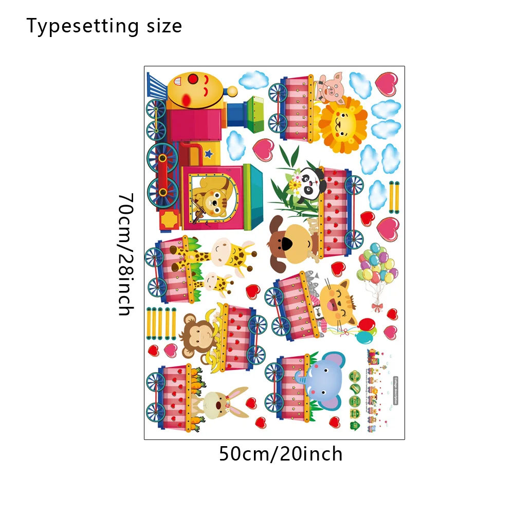 Мультяшный поезд животные настенные наклейки для спальни гостиной детской
