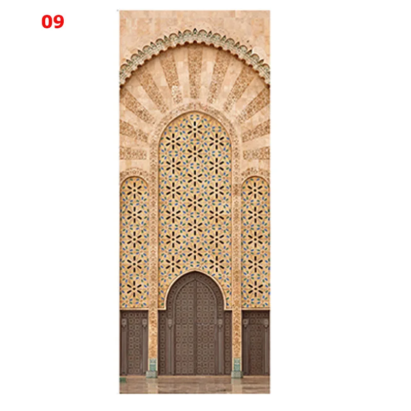 Темно-серый 77x200см eid 3D Арка Наклейки На Дверь Комната Самоклеющаяся Пленка обои на дверь Ванная Комната декор стикер дверь Персонализированные Настенные Украшения Плакат - Цвет: Темно-серый