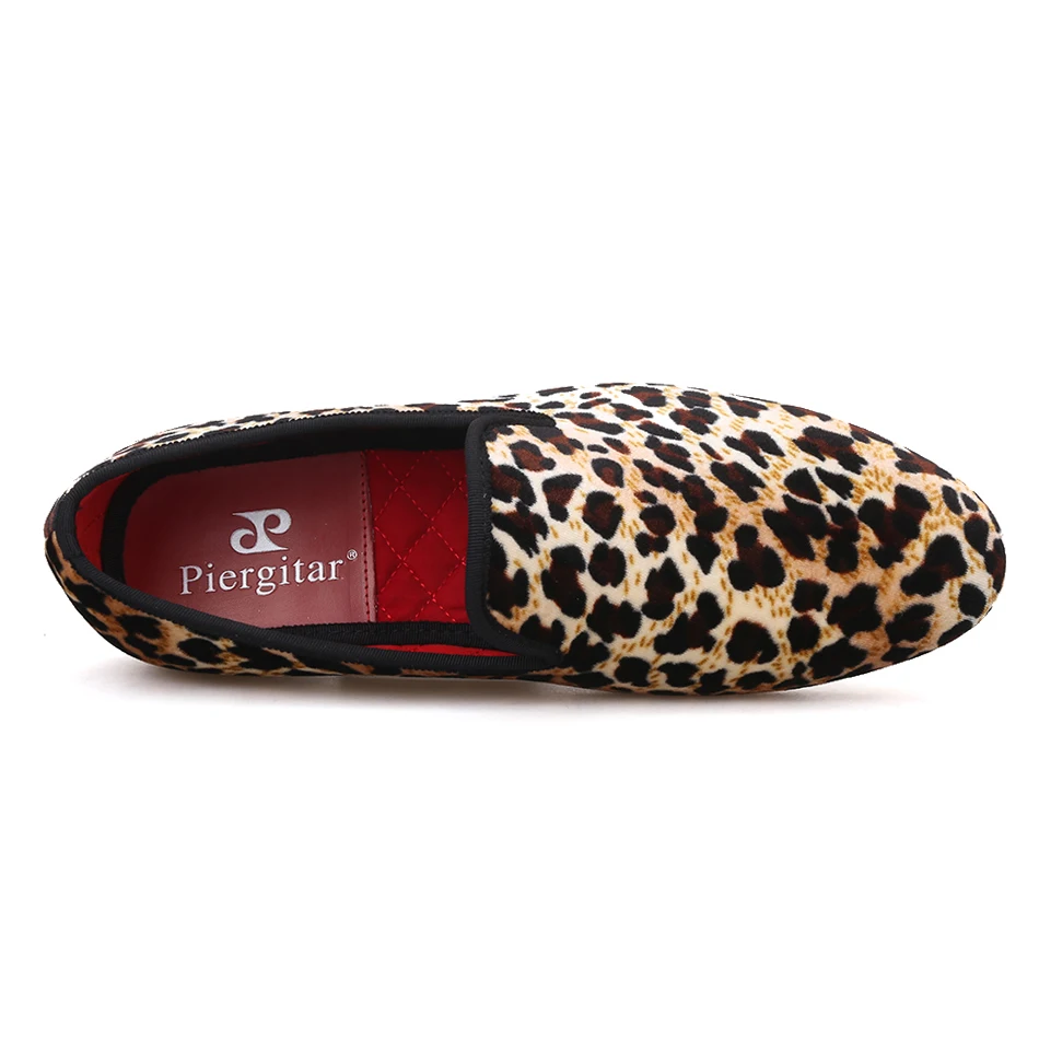 Piergitar 2019 New Fashion Men Leopard cotton Fabric Shoes British Smoking Slippers Loafers men's casual Plus Size | Обувь