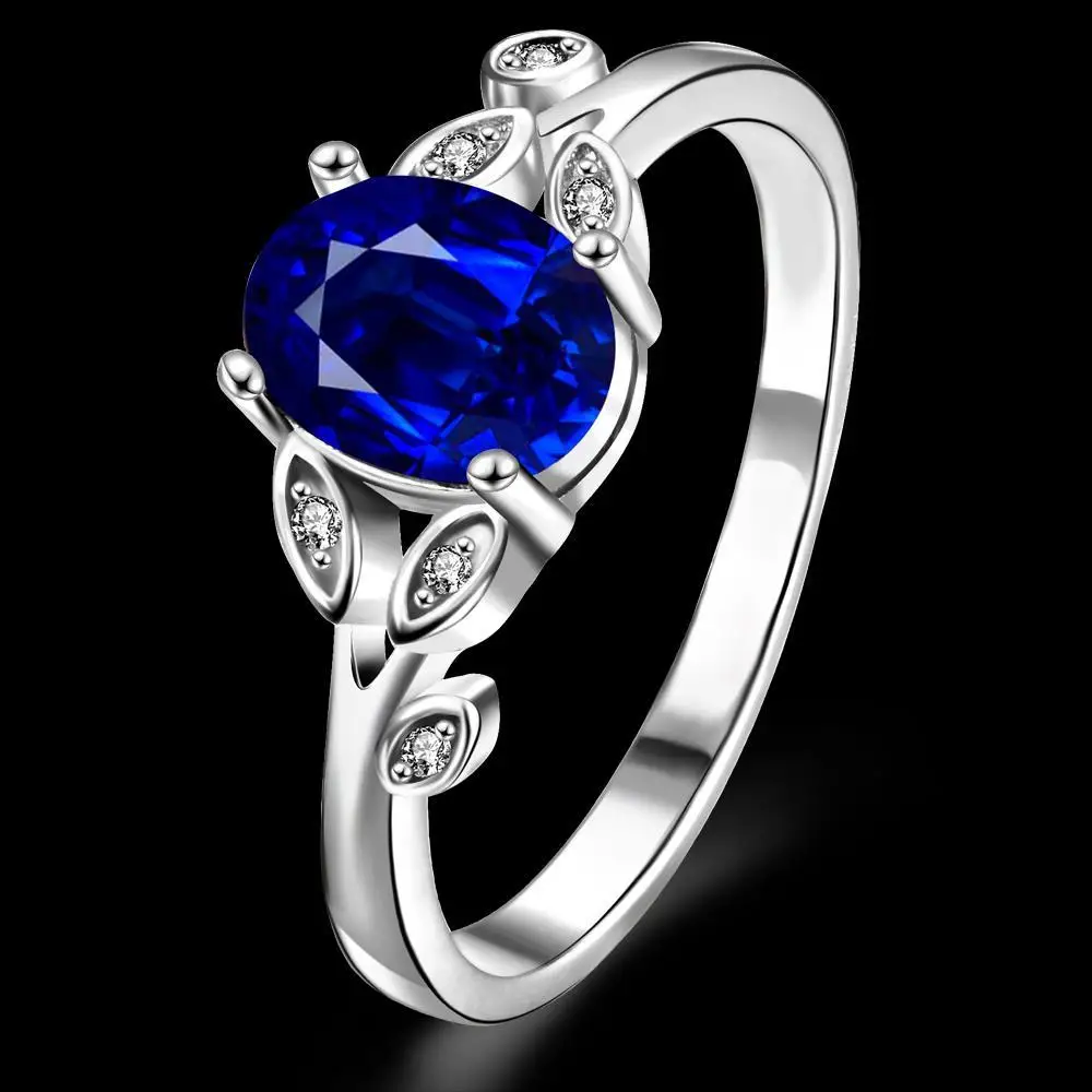 Для женщин золото Цвет палец кольцо синий Ювелирные изделия из кристаллов