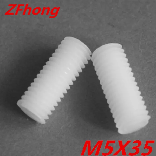 

100pcs M5*35 M5 X 35 slotted nylon set screw With Flat Point