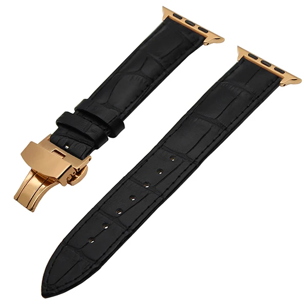 Croco ремешок из натуральной кожи для часов iWatch Apple Watch Series 5 4 3 2 1 40 мм 44 мм 38 мм 42 мм ремешок с застежкой-бабочкой браслет