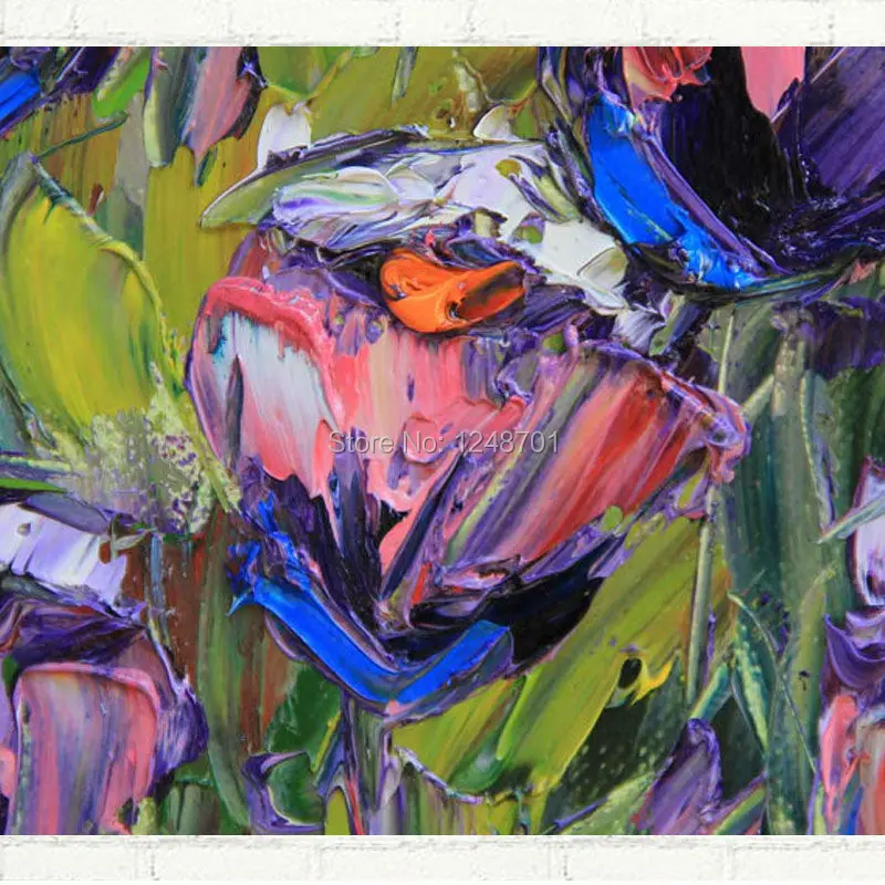 Ручная роспись большой цветок фиолетовые розовые розы Масляные картины триптих