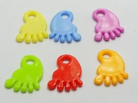 200 mixed colour plastic cute foot charms pendants