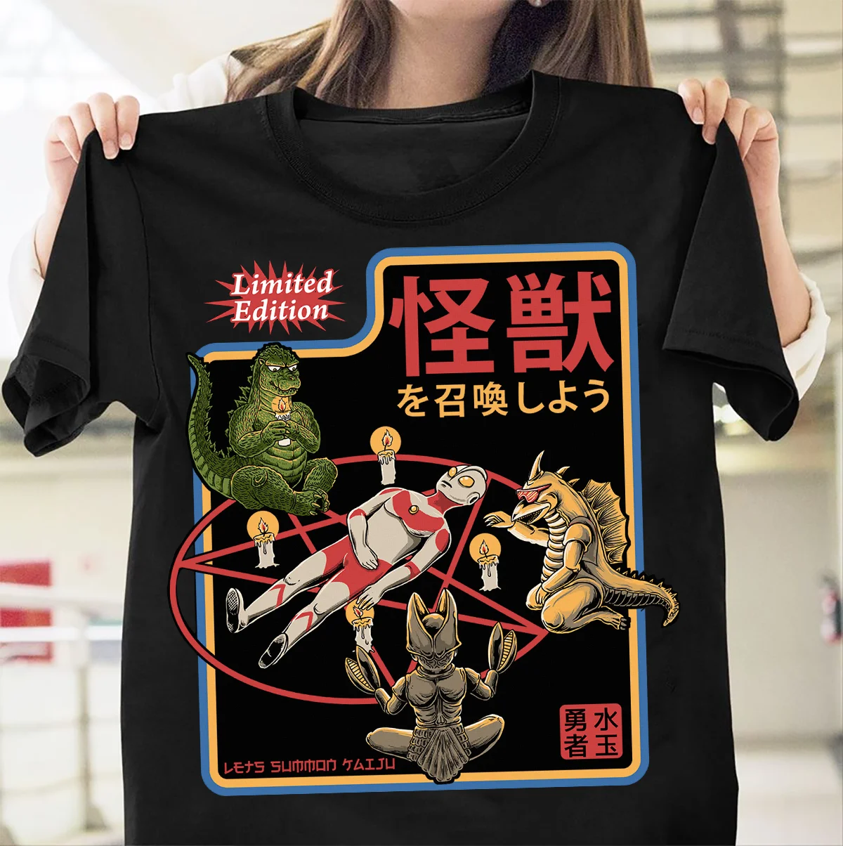Kaiju японская черная футболка с монстрами M 6XLCool Повседневная гордостью Мужская