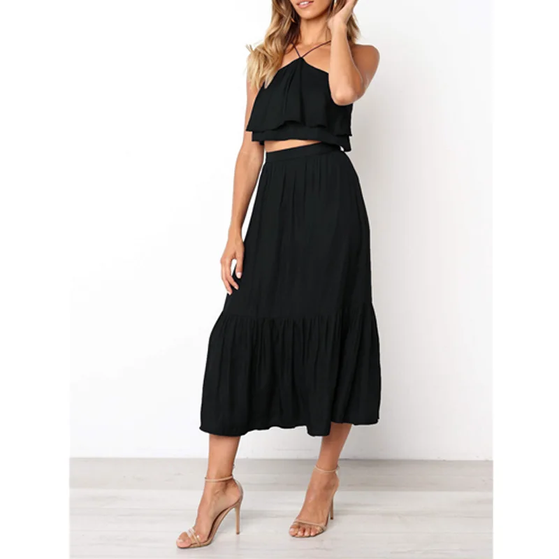 Женское длинное платье Lossky черное/зеленое Плиссированное Платье комбинезон с