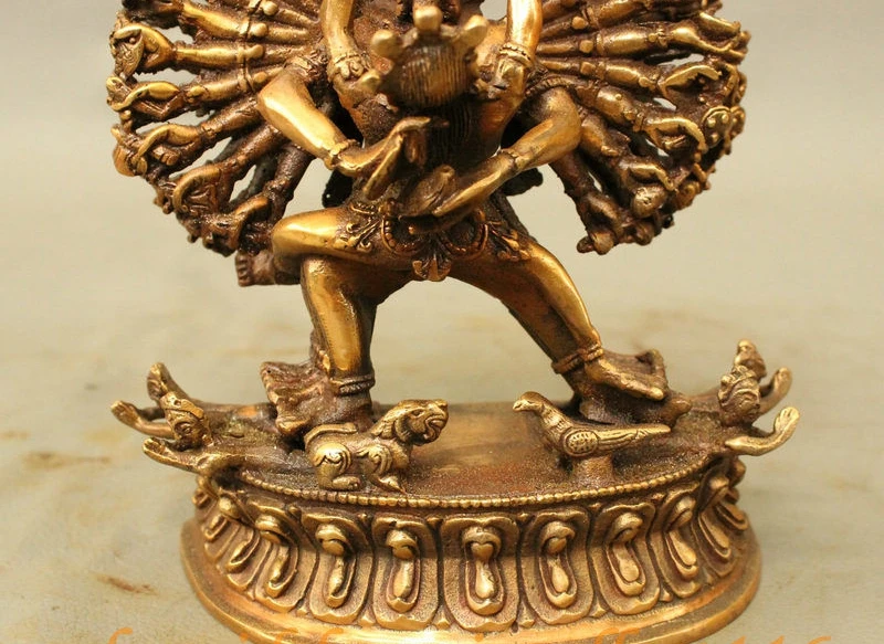 Китайская Бронзовая тибетская буддистская статуя яма дхармараджа Ямантака Яб