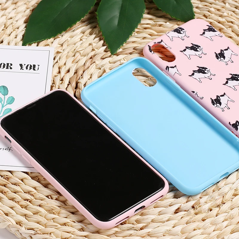 Для iPhone 12 11 Pro 6 6S 7 8 8Plus X XS Max милый щенок Мопс Французский бульдог Мороженое Мягкий