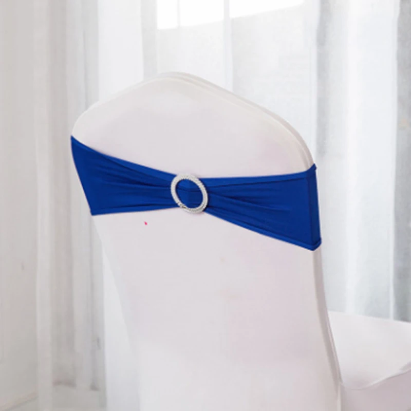 

Stretch Wedding Chair Cover Band With Buckle Slider Sashes Bow Decorations Wholesale Weddings Events &Party Banquet Decoration