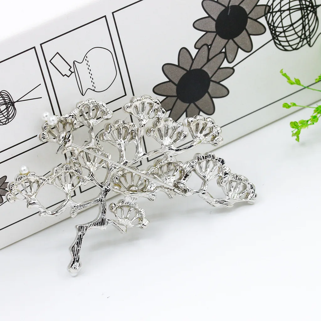 Женская Винтажная брошь в виде ветки с жемчугом аксессуар для шарфа на Рождество