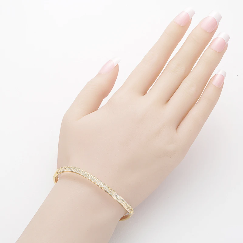 Hadiyana Simple Fashion AAA Zircon Ladies Bracelet 2018 Newest Wave Bride Engagement Wedding Jewelry Bangles For Women BG4006 | Украшения и