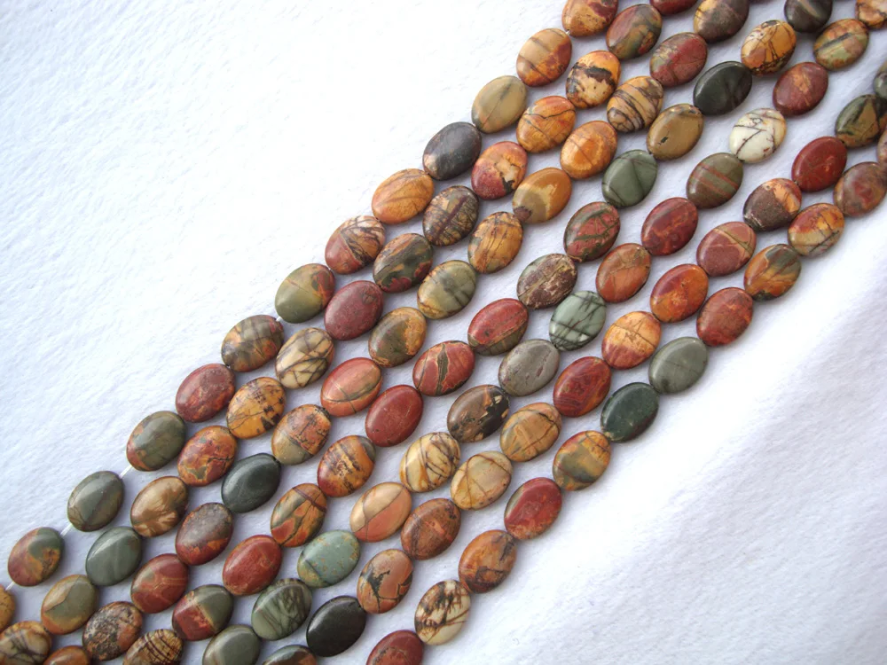 Натуральная яшма Пикассо Плоские Овальные Бусины россыпью для изготовления