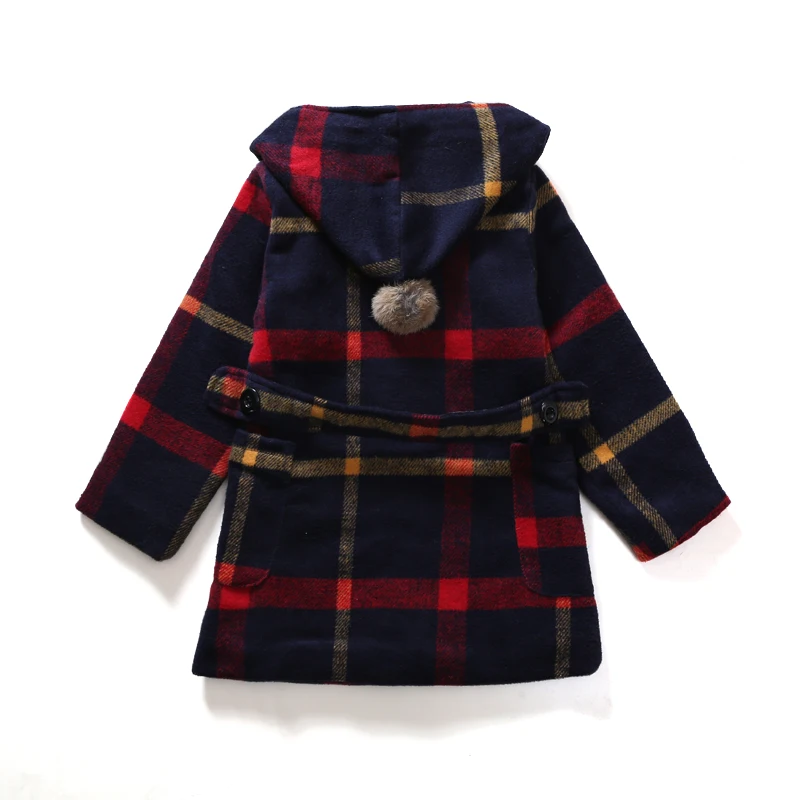 2018 осенне-зимнее модное шерстяное пальто в клетку для девочек детская одежда