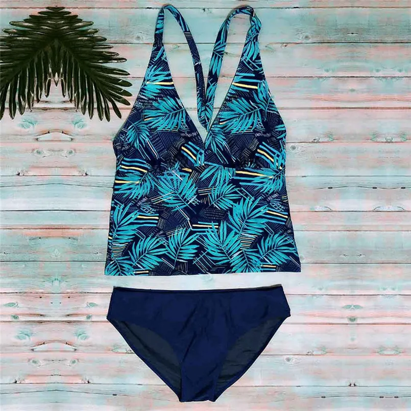 Full-size printed ladies' separates bathing suit backless off-shoulder Swimsuit Push-Up halter Bathing underwear 40ja30 | Женская