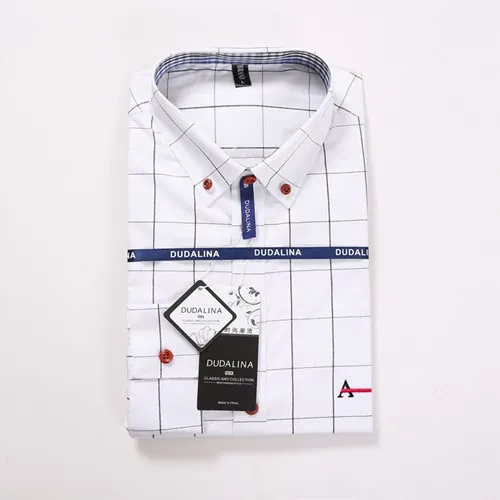 Dudalina Camisa социальной Masculina для мужчин рубашка вышивка логотип с длинным рукавом деловые рубашки в повседневном стиле известный бренд - Цвет: A-1311WHITE