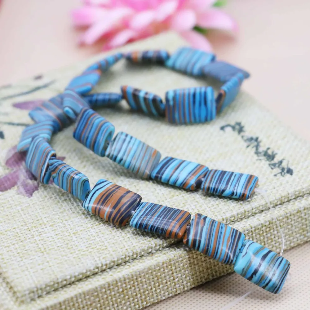 13х18 Лидер продаж свободные бусы прямоугольной формы в цветную синюю полоску из