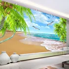 Фотообои 3D Природа Пейзаж кокосовое море фрески гостиная ТВ диван тема гостиница фон настенная ткань Papel De Parede 3D