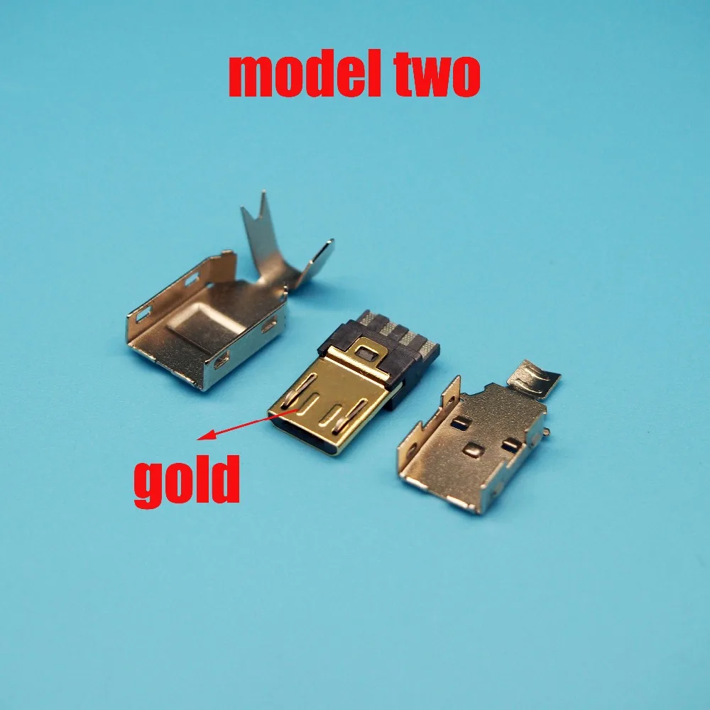 10 компл./лот 3 в 1 DIY Micro usb 5P штекер паяльный металлический корпус| |