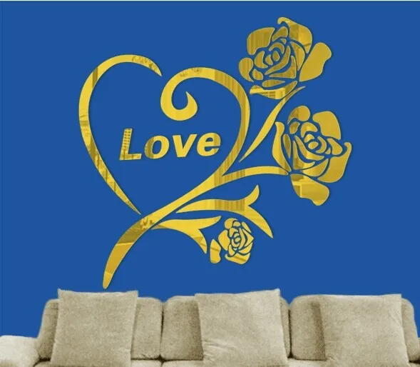 Бесплатная доставка милый розовый акриловый цветок наклейка на стену 3D