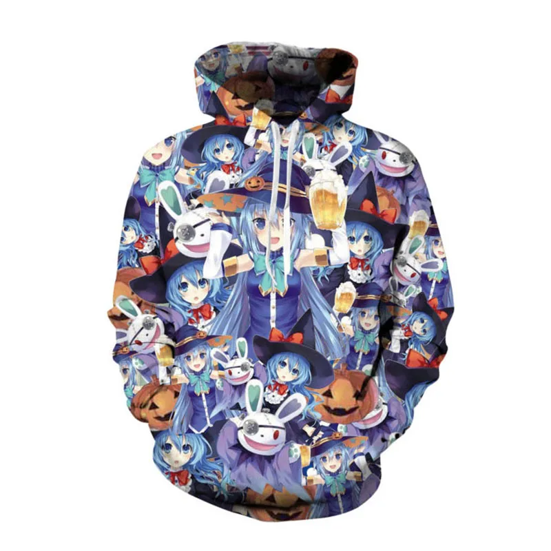 Толстовка ALMOSUN с капюшоном и карманами на Хэллоуин худи 3D принтом хипстерская