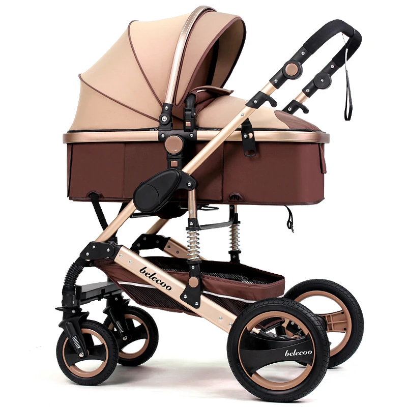 Детская коляска для детей от 0 до 3 лет с высоким пейзажем может лежать в