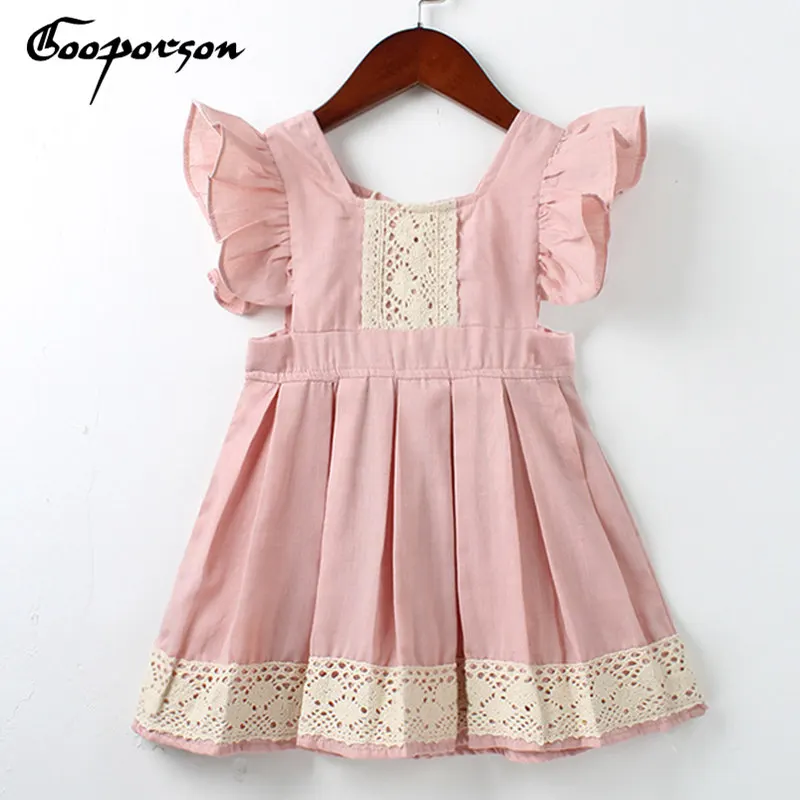 Платье принцессы для маленьких девочек розовое модное платье детское летнее с