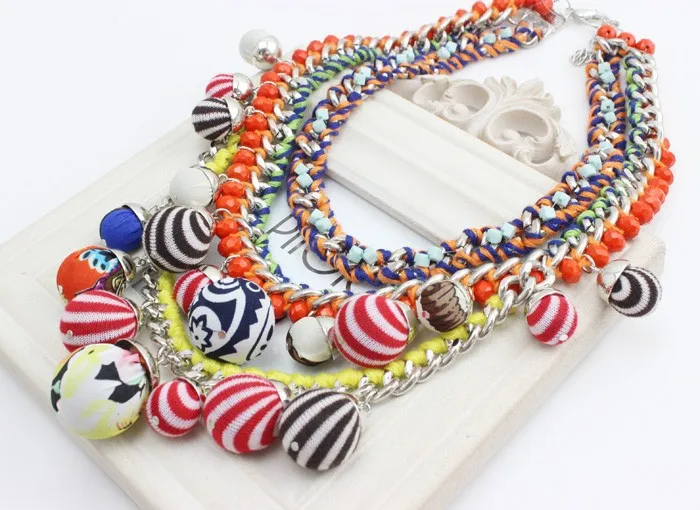 CHOKER NECKLACES the New Fashion Jewelry Hot Sale 2014 Multicolour Ball Shape Cotton Rope Knitted Chunky Statement Collar n0133 | Украшения
