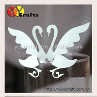 swan laser cut paper place card cup card glass wine charms wedding favors and gifts