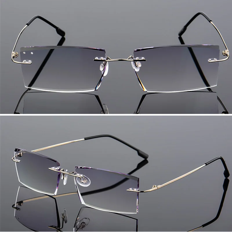 

High Clear Rhinestone Reading Glasses Women Diamond Cutting Rimless Glasses Luxury Women Men Readers Presbyopic Eye Glasses